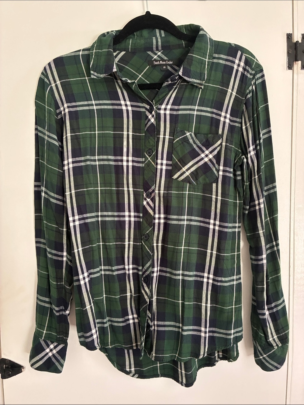 South Moon Under Green Plaid Button-Down Shirt